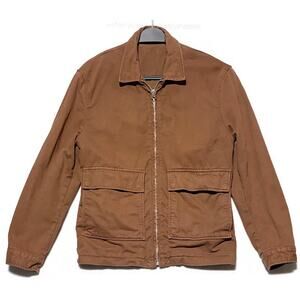 Zara Zip Up Jacket Men's Small Burnt Sienna Brown Made in Turkey